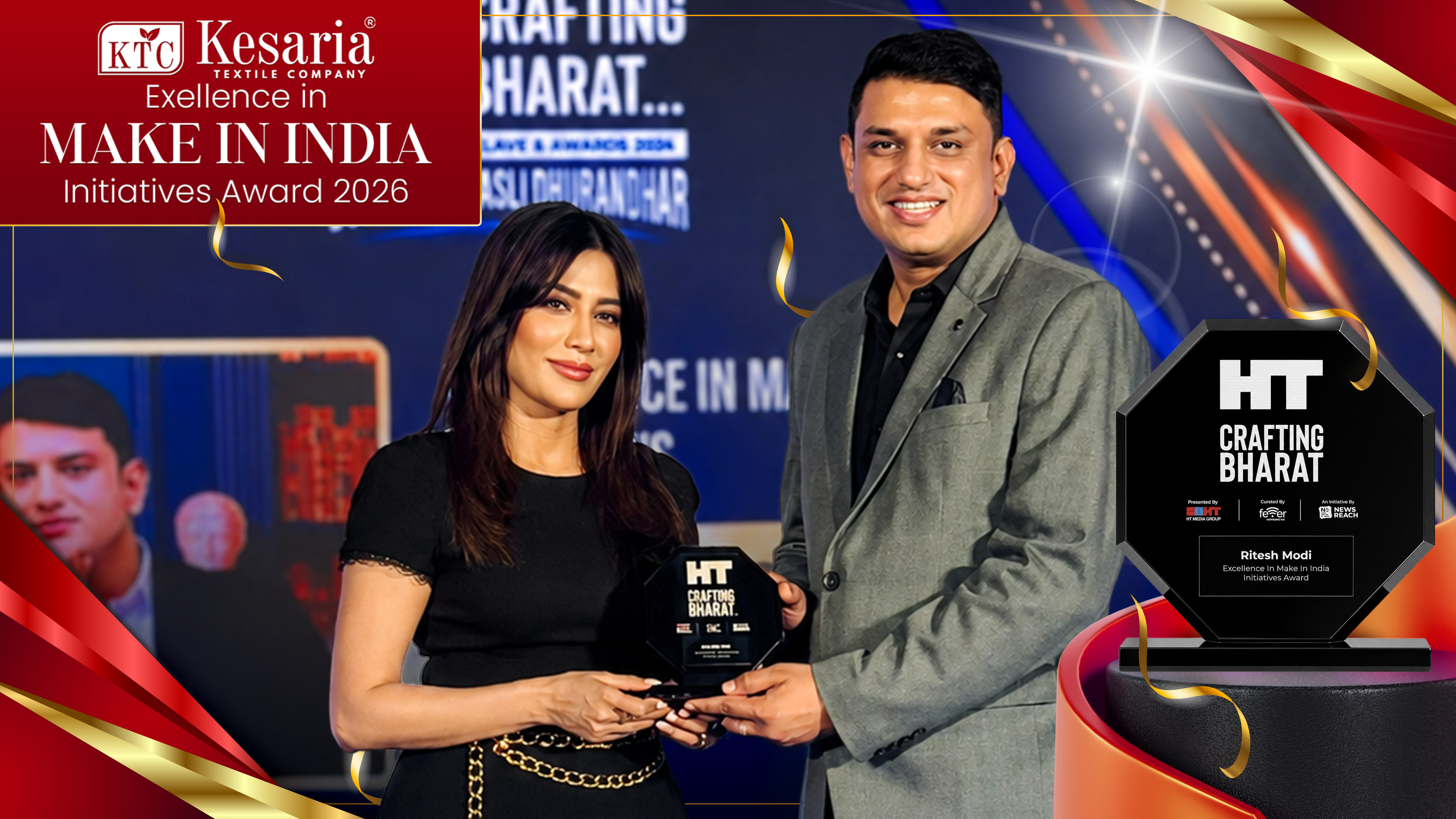 Mr. Ritesh Modi Honored with Excellence in Make in India Initiatives Award 2026 at HT Media Crafting Bharat